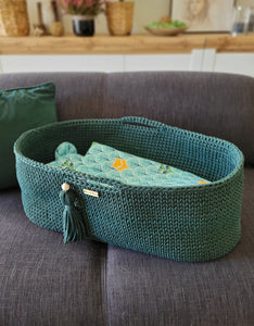Bottle Green Crochet Moses Basket without stand