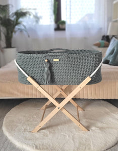 Laurel Crochet Moses Basket with stand