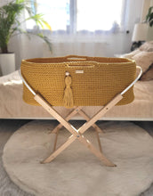 Load image into Gallery viewer, Honey Yellow Crochet Moses Basket with stand