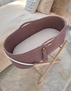 Mauve Crochet Moses Basket with stand