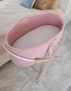 Pastel Pink Crochet Moses Basket with stand