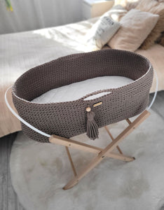 Mocca Crochet Moses Basket with stand