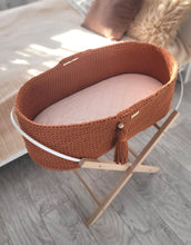 Load image into Gallery viewer, Terracotta Crochet Moses Basket with stand