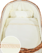 Load image into Gallery viewer, Cream Bow Natural Wicker Bassinet