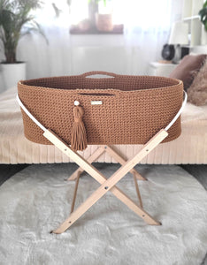 Caramel Crochet Moses Basket with stand