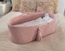 Load image into Gallery viewer, Pastel Pink Crochet Moses Basket without stand