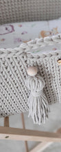 Load image into Gallery viewer, Light Beige Crochet Moses Basket with stand