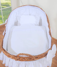 Load image into Gallery viewer, White Bow Natural Wicker Bassinet