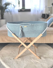 Load image into Gallery viewer, Misty Blue Crochet Moses Basket without stand