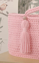 Load image into Gallery viewer, Pink Crochet Moses Basket with stand