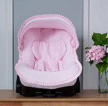 Load image into Gallery viewer, Pink Pique Car Seat set extra ruffle