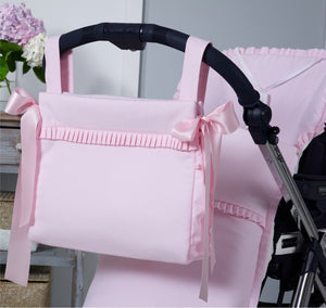 Pink Pique Bow Pram Bag