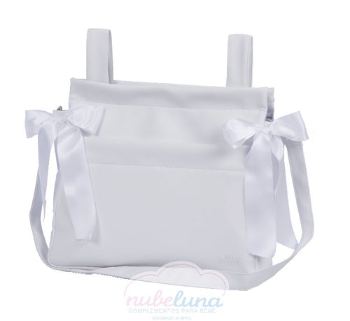 Pompas White leatherette pram bag