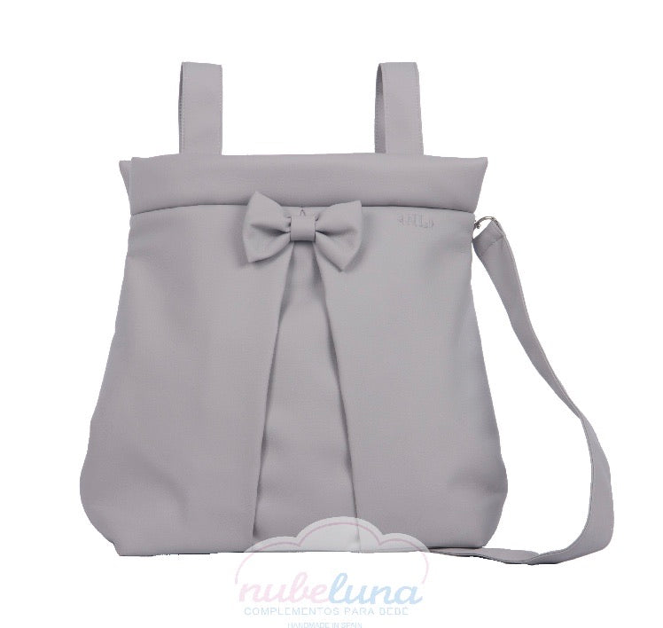 Pompas Grey leatherette bow bag