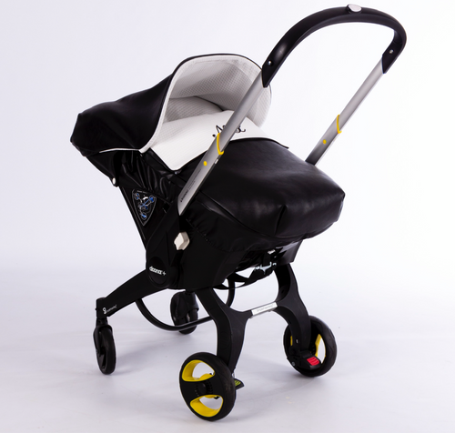 Black Pompas leatherette Car Seat Set