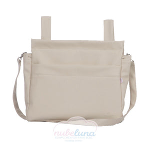 Pompas White leatherette pram bag