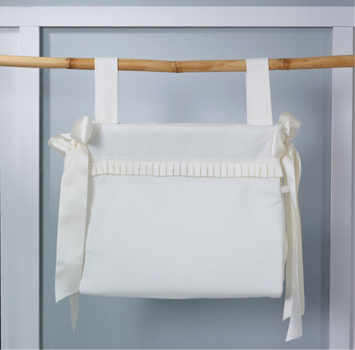 Cream Pique Bow Pram Bag
