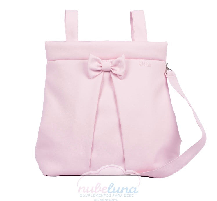 Pompas Pink leatherette bow bag