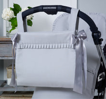 Load image into Gallery viewer, Grey Pique Bow Pram Bag