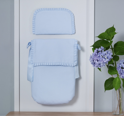Blue Pique Carrycot Apron/Nest