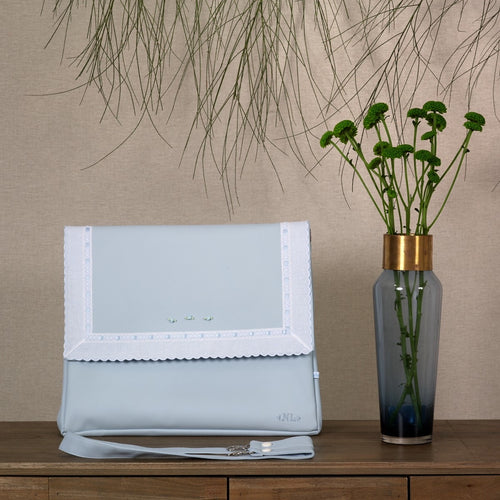 Blue Carla leatherette lid bag